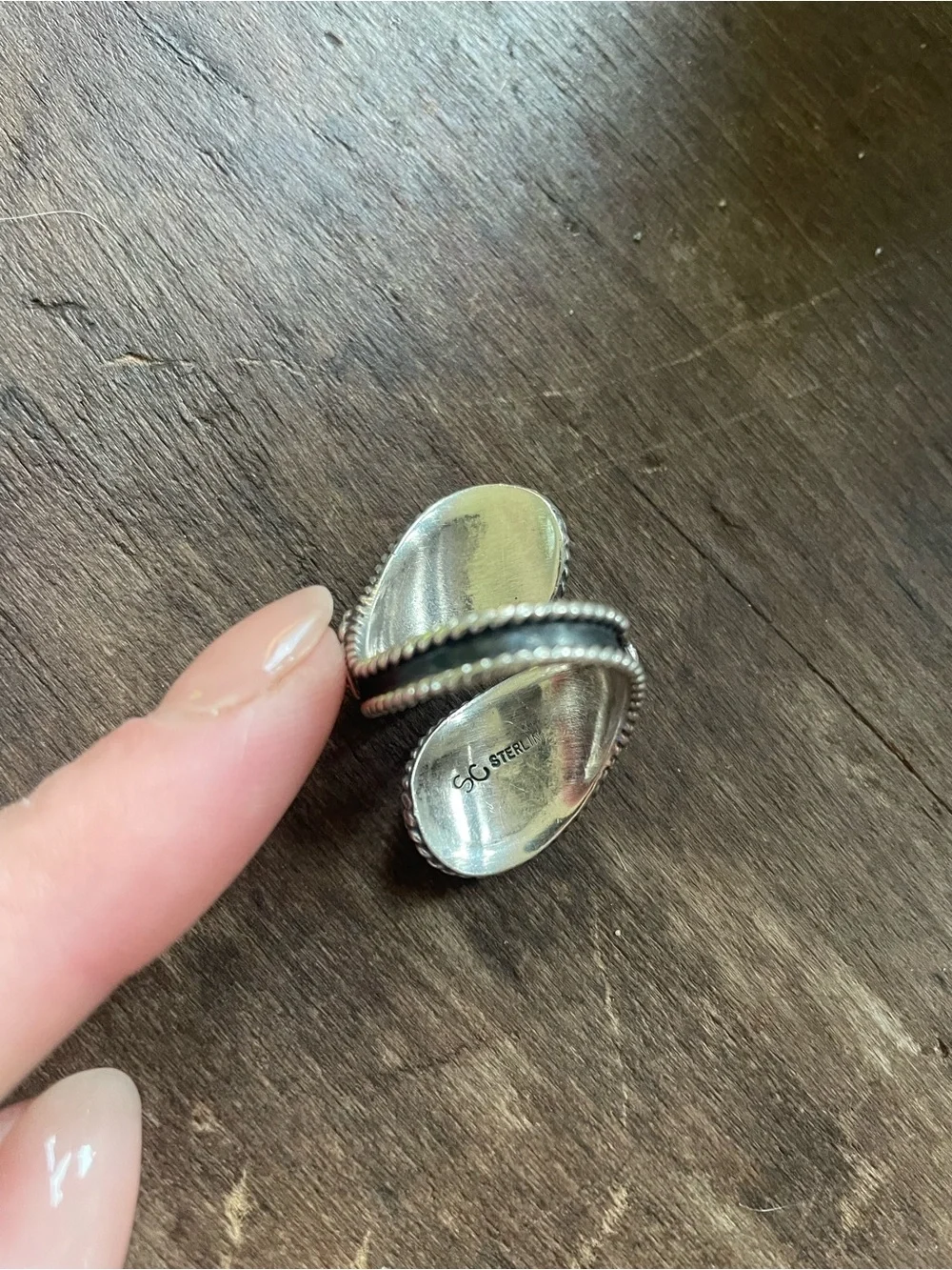 Vintage Navajo Sterling Silver Flower Leaf Bypass Ring - Signed SC